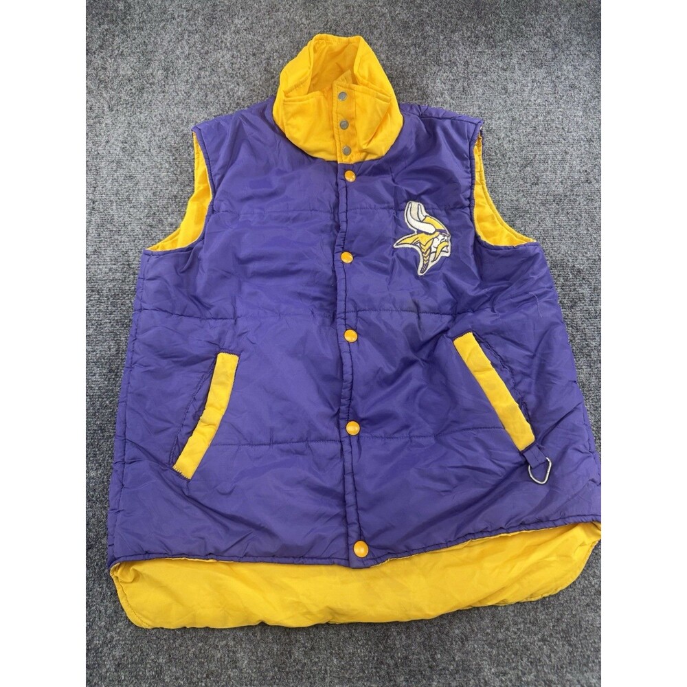 Stahl-Urban Minnesota Vikings Puffer Vest Purple Gold NFL Snap Front Mens